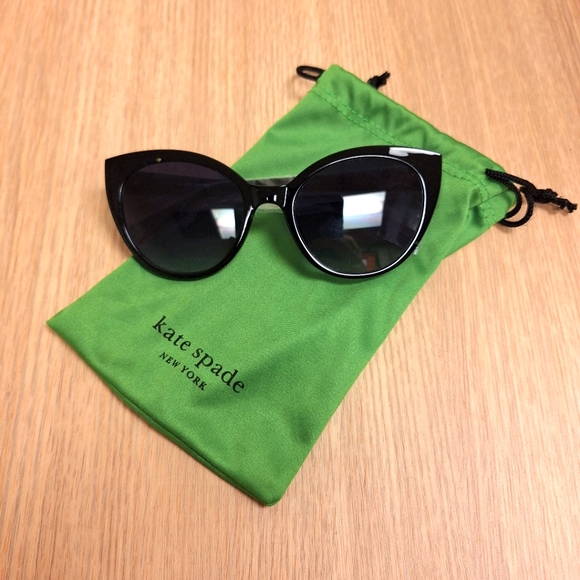Kate Spade New York Samantha Cat Eye Black Sunglasses - Picture 2 of 5
